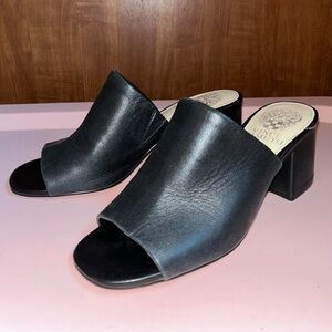 Vince Camuto Black Leather Mules